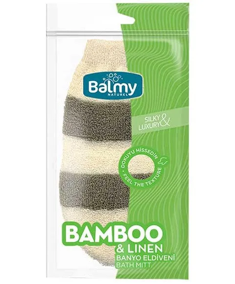 Balmy Naturel Bamboo And Linen Bath Mitt