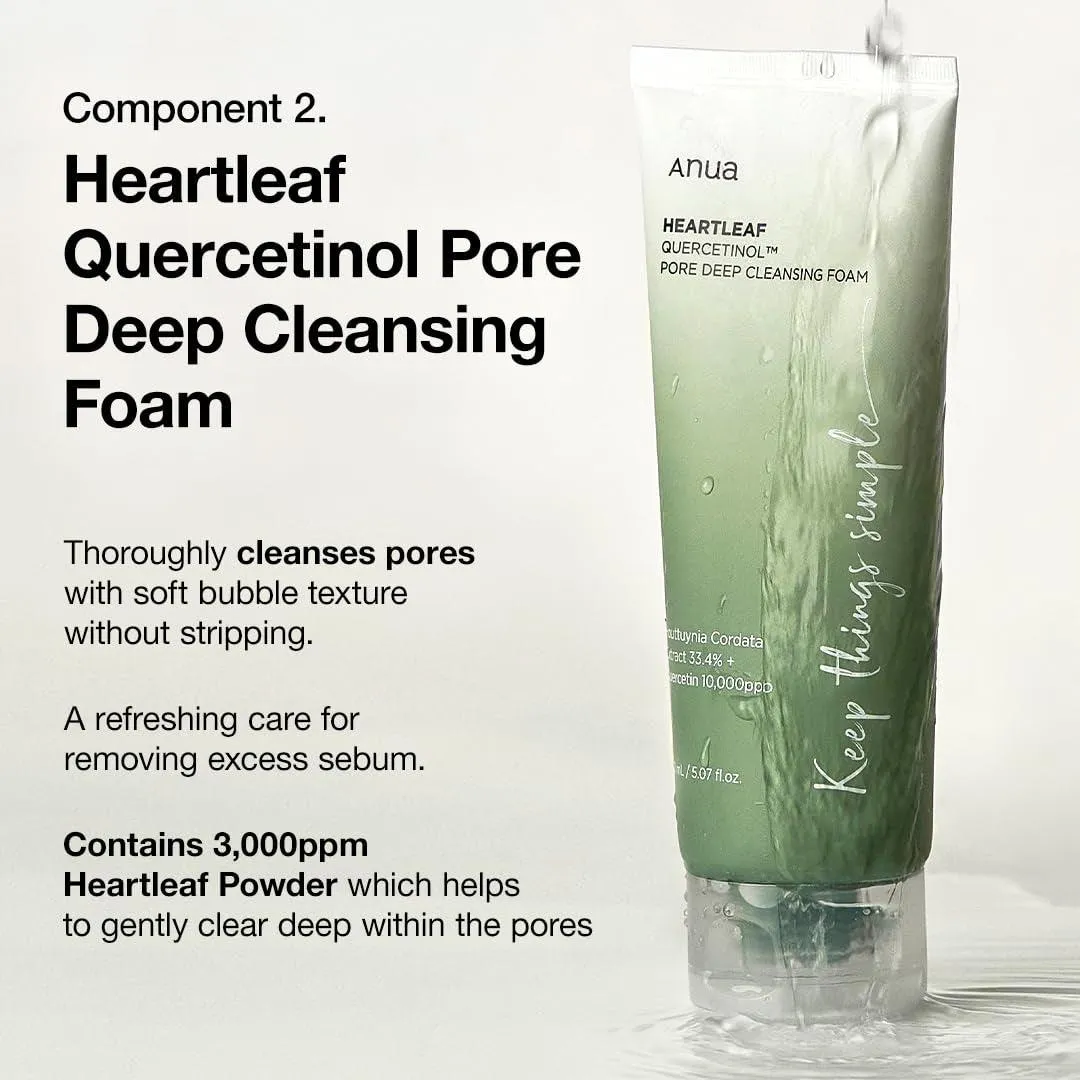 Double Cleanser Duo for Facial Cleansing : Heartleaf Pore Control Cleansing Oil & Heartleaf Quercetinol Pore Deep Cleansing Foam for Double Cleansing, Blackhead Remover, Korean Skincare