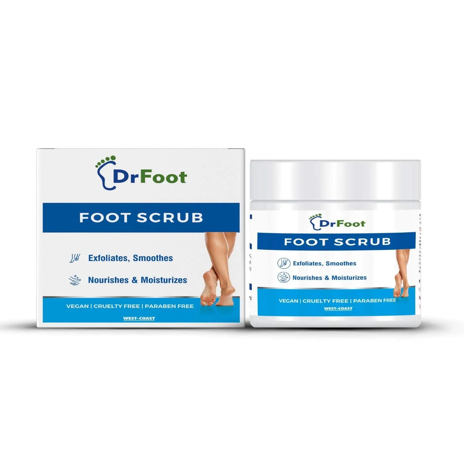 Dr Foot Foot Scrub with Tea Tree, Sweet Almond Oil | Exfoliator Dry Skin Remover, Softens for Thick Cracked Dry Heel Feet | Paraben Free | 100gm