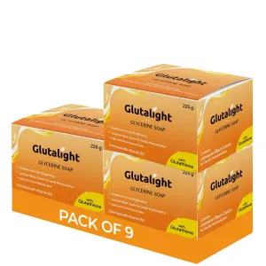 Glutalight Soap | Glutathione Soap & Kojic Acid Soap | Glycerin Soap | Body Tan Removal Soap | Soaps for Bath | Bath Soap Combo Offers | Enriched with Black Castor - Pack of 9