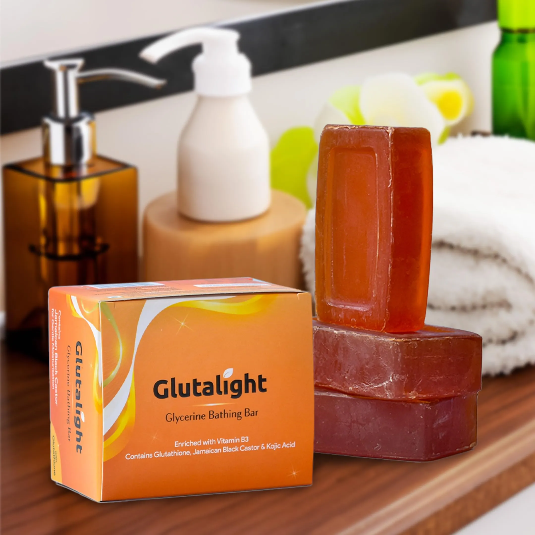 Glutalight Soap | Glutathione Soap & Kojic Acid Soap | Glycerin Soap | Body Tan Removal Soap | Soaps for Bath | Bath Soap Combo Offers | Enriched with Black Castor - Pack of 9