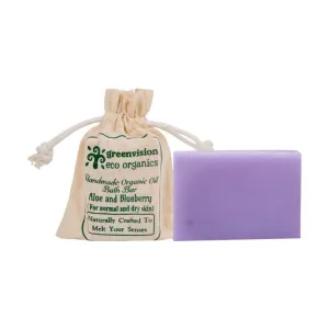 Handmade Organic Oil Bath Bar– Aloe & Blueberry (For Normal & Dry Skin ) 100 Gm - Pack Of 2