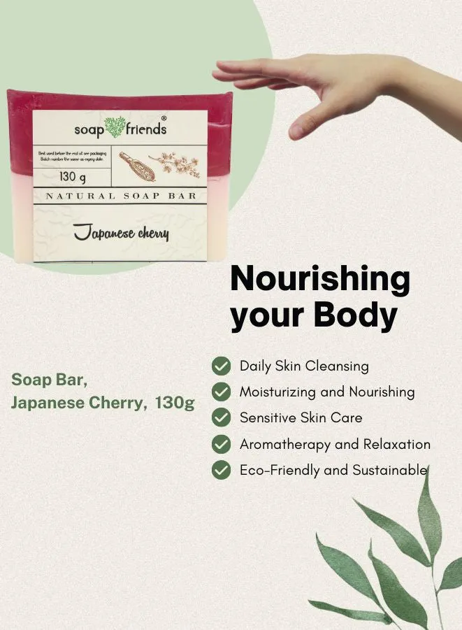 Japanese Cherry Soap Bar | 130g Cherry Soap for Daily Moisturizing Cleanse and Sensory Delight by Soap&Friends