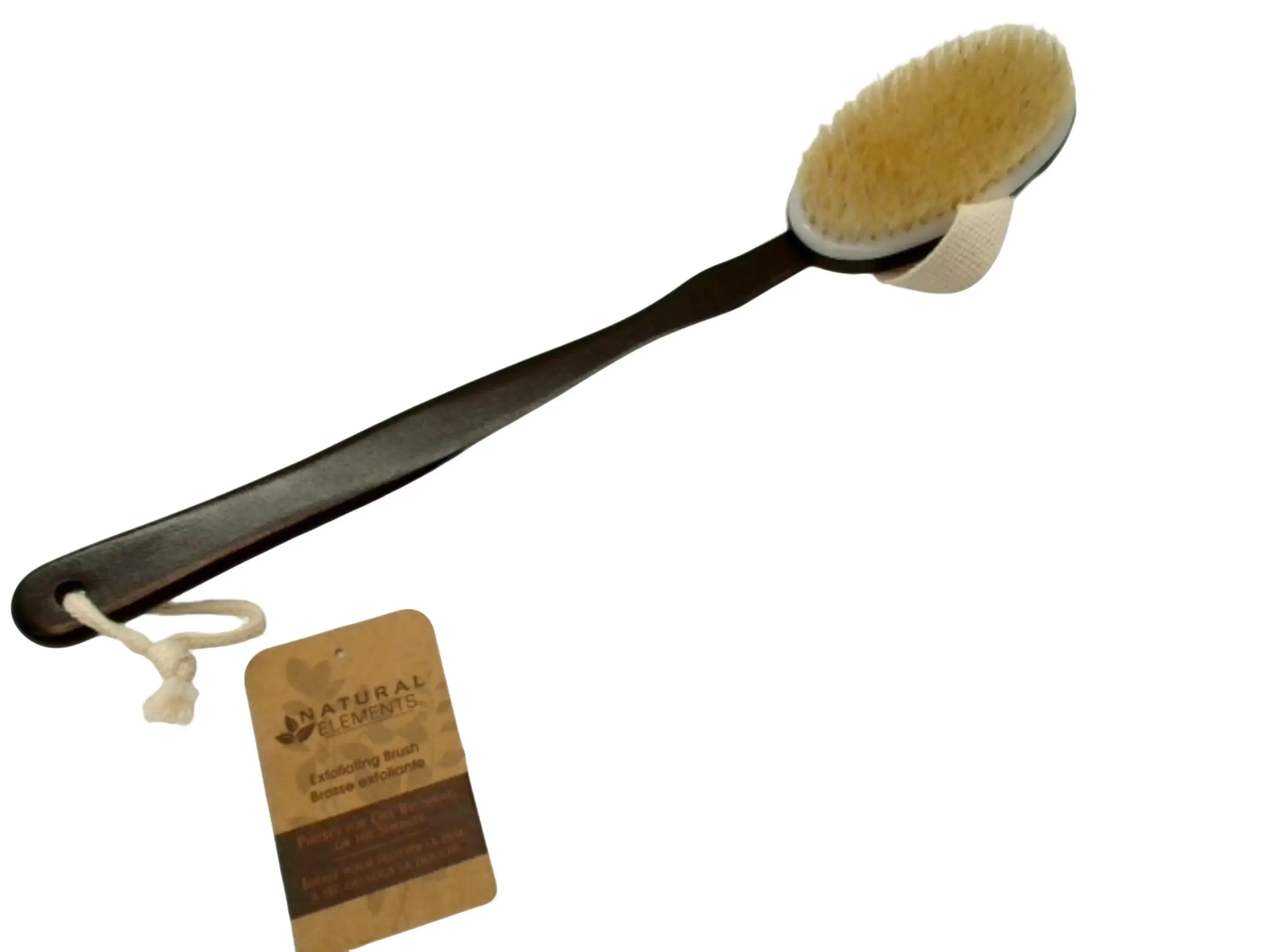 Natural Wood Long-Handle Exfoliating Body Shower Brush