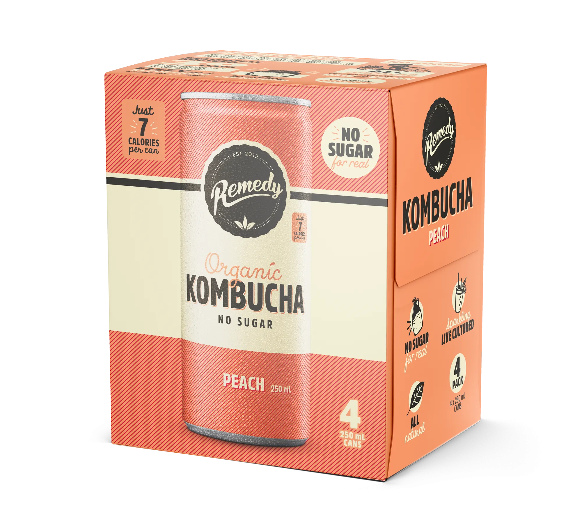 Peach Organic Kombucha 4-pack