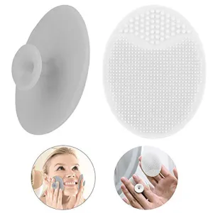 Silicone Face Scrubbers Exfoliator Brush-Facial Cleansing Brush Blackhead Scrubber Exfoliating Brush-Facial Cleansing Pads Precision Pore Cleansing Pad Acne Removing Face Brush-2 Pack, Grey and White